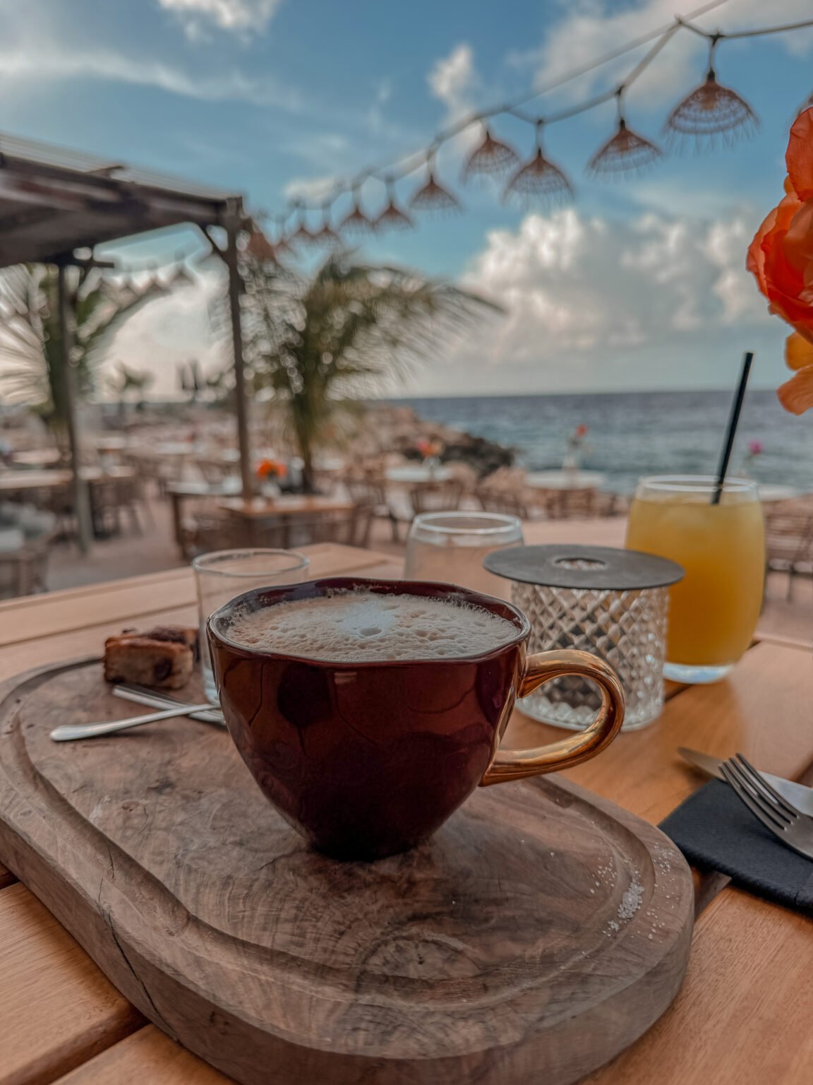 Coffee moment photographed in a travel setting