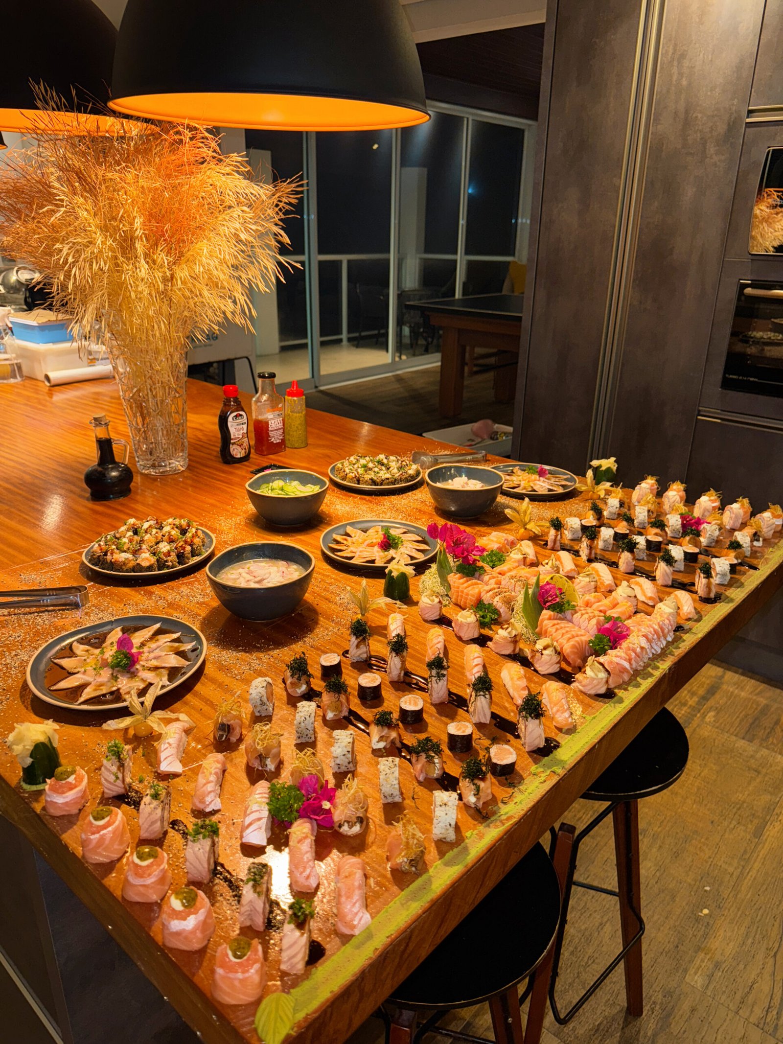 Buffet and sushi dining detail