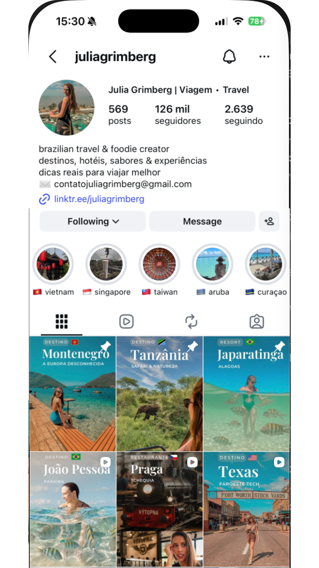 Julia’s Instagram profile