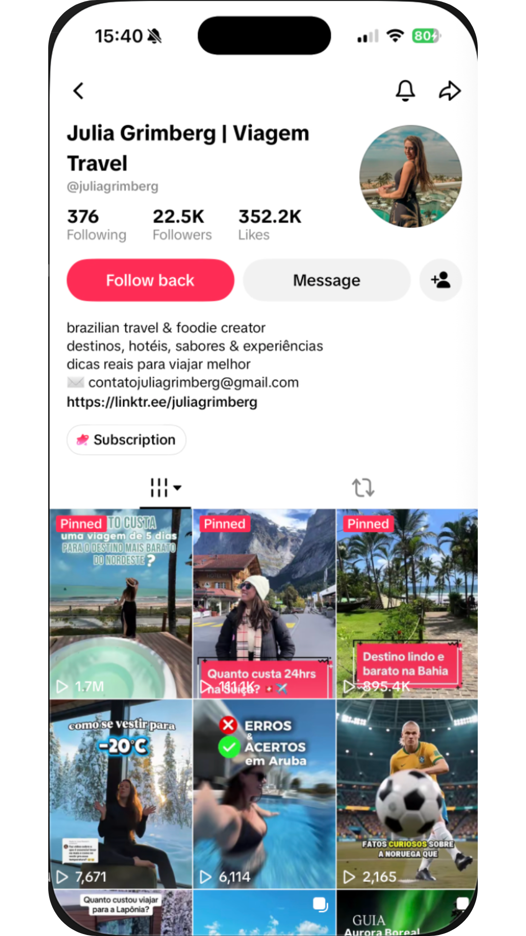 Julia’s TikTok profile
